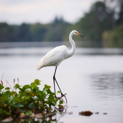 Une Aigrette garzette dans l'eau peu profonde.